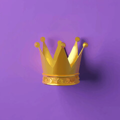Golden Crown Symbolizes Royal Power on Purple Backdrop

