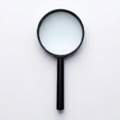 Magnifying Glass Sits Centered on a White Background

