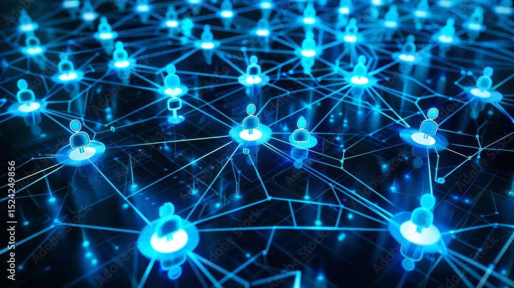 Poster visual representation of global network connections, illustrating digital data exchange and communic