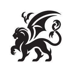 Majestic Griffin A Powerful Black and White Illustration of a Mythical Creature