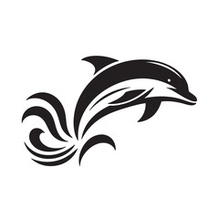 Leaping Dolphin Elegant Aquatic Animal Illustration