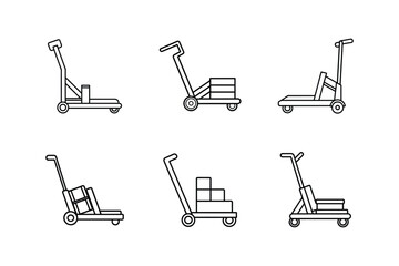 pallet jack line art vector illustration