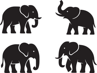 Set of elephants silhouettes