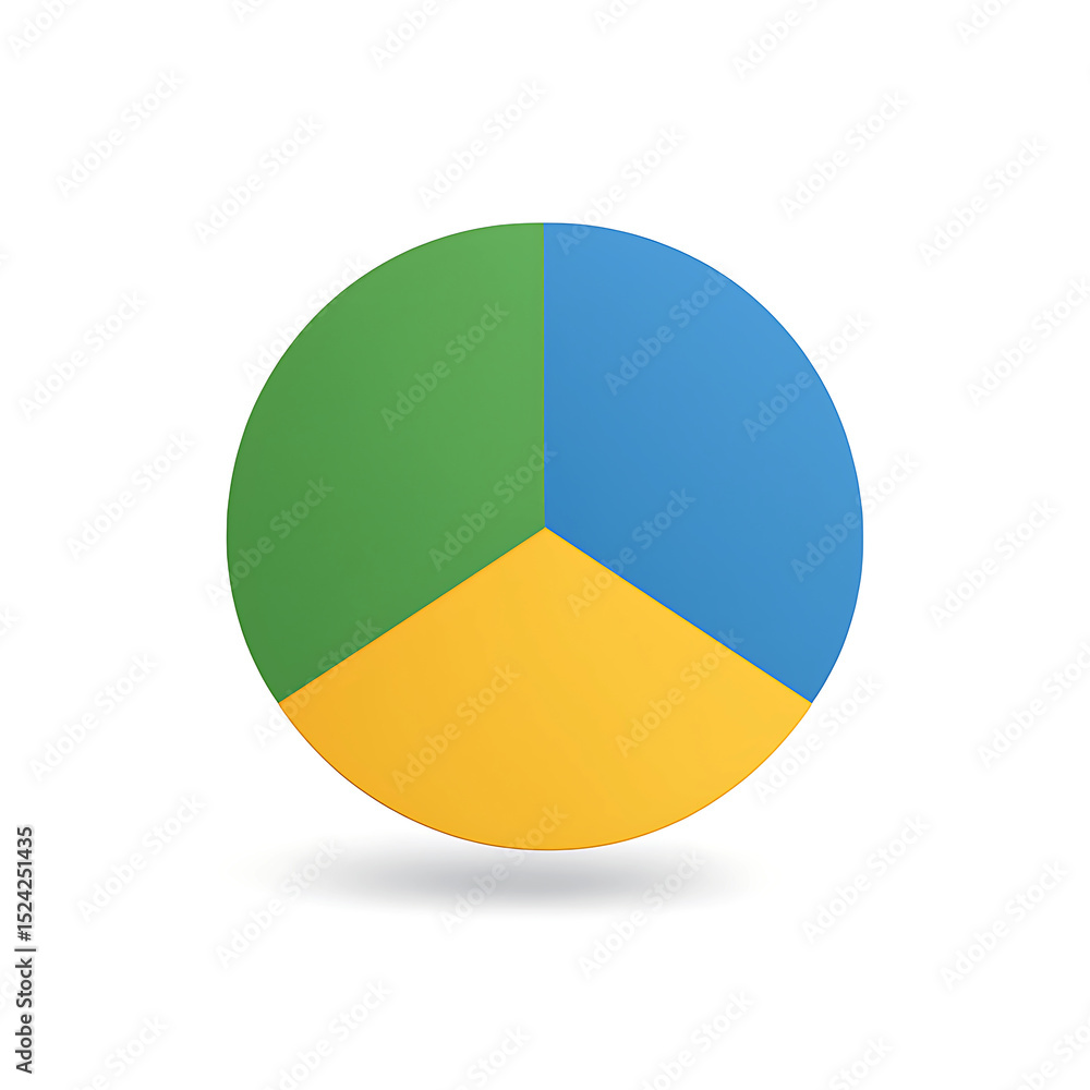 Poster three color pie chart data visualization graphic