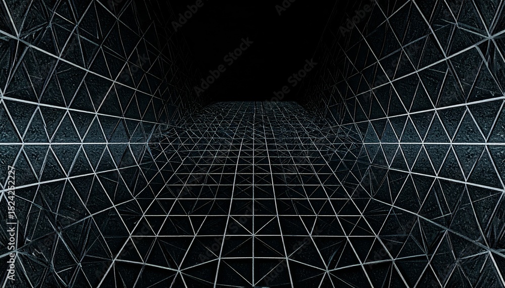 Poster dynamic 3d technology data grid animation in neon colors