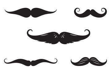 Obraz premium Stylish Black and White Mustache Designs on a white background