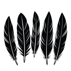 Black and white feather illustration vector design element graphic resource isolated on white background
