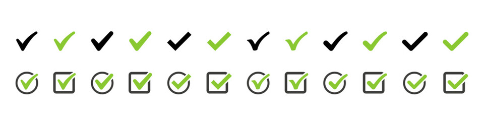 Checkmark icon. Check mark vector set. Checkmark icon set. Tick yes sign. Vote sign set.