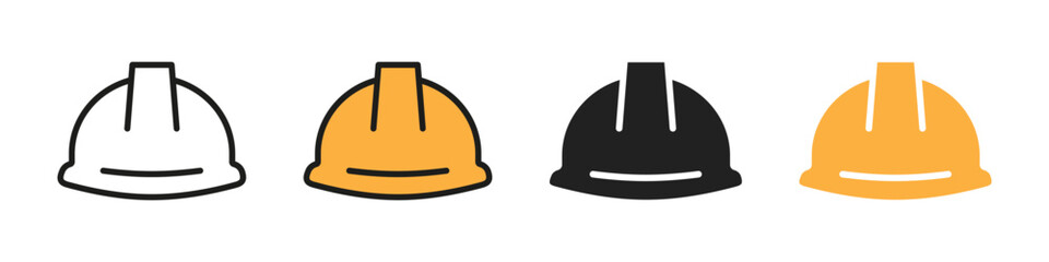 Safety hat icon. Hard hat vector set. Construction safe hat sign. Builder protection. Hard work icon set.
