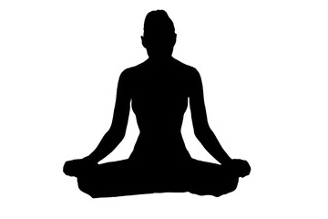 silhouette of a woman meditating yoga