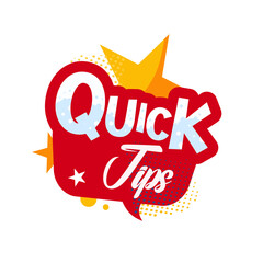 Quick tips — isolated badge, sticker — vector illustration
