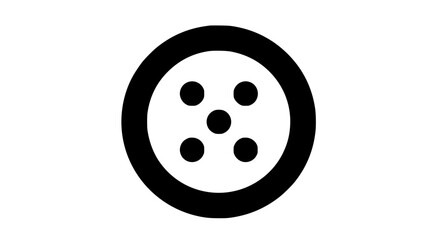 A black and white circle with a white background