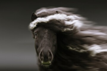Fototapeta premium A close-up of the horse. A uniform background.