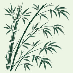 Bamboo forest illustration vector art nature zen oriental design asian japanese style drawing art print
