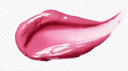 Pink gloss lipstick texture smear on transparent background, Beauty cosmetic pattern , lipstick or blush or eye shadow or nail polish smudge trendy color