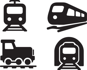 Train transportation icons set