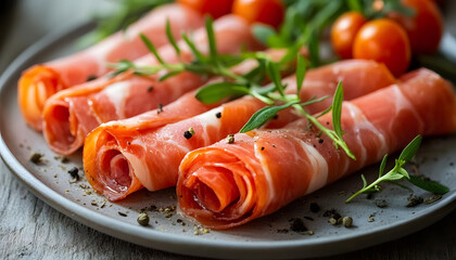 rolled smoked ham slices