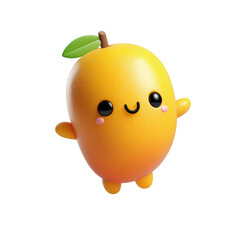 Cute Kawaii Mango Cartoon Character on white background