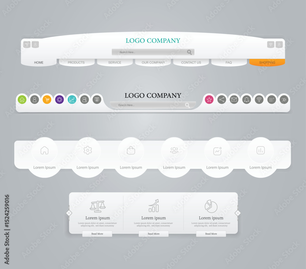 Poster web design menu templates. website design template navigation elements. vector