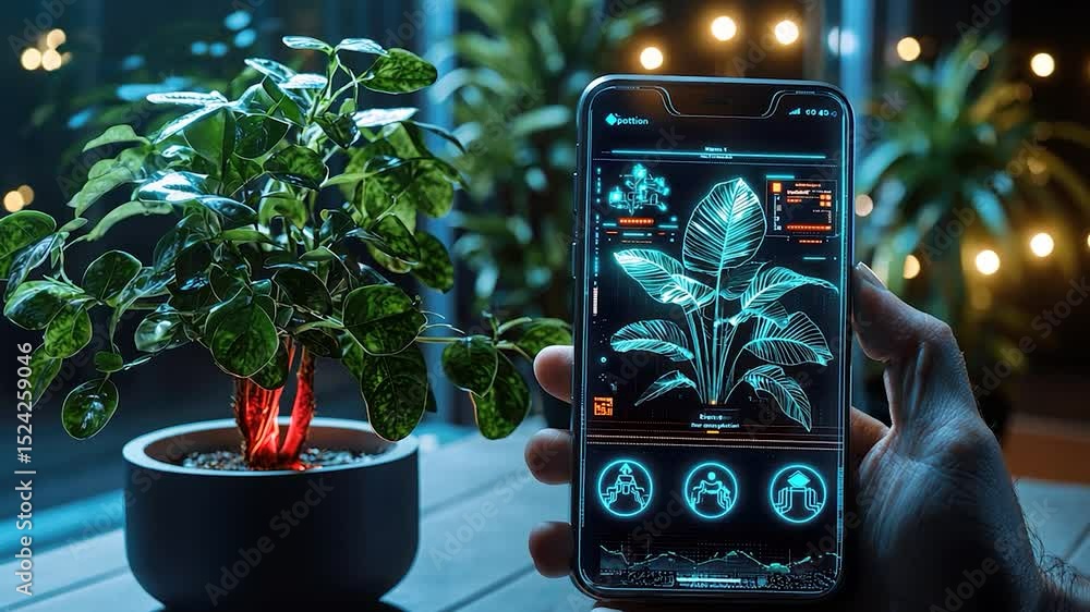 Poster plant with augmented reality smartphone display