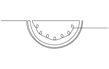 Watermelon one line continuous. Fresh watermelon line art outline,  Line art Watermelon . Hand drawn vector art. Continuous one line drawing of watermelon .