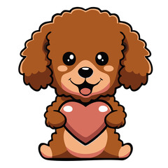 Obraz premium かわいいトイプードルのイラスト_ハート