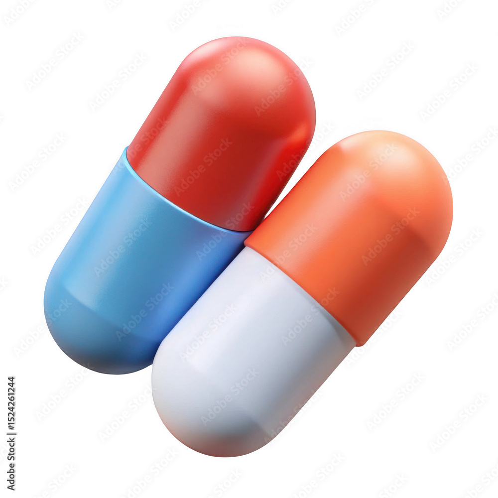 Poster two colorful capsules isolated on transparent background