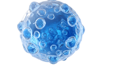 gclose up of blue exosome particles inside transparent spheres 3d illustration of exosomes in biotechnology scientific visualization related to cosmetology,trichology enerated image