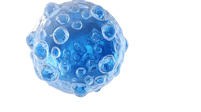 gclose up of blue exosome particles inside transparent spheres 3d illustration of exosomes in biotechnology scientific visualization related to cosmetology,trichology enerated image