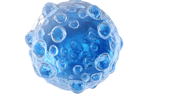 gclose up of blue exosome particles inside transparent spheres 3d illustration of exosomes in biotechnology scientific visualization related to cosmetology,trichology enerated image