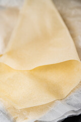 brik dough thin sheet raw packaging dough phyllo fresh delicious gourmet food background on the...