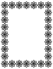 Black frame with flowers isolated on white. Vector square frame. Frame for text, certificate, pictures, photo, diploma. Element for design