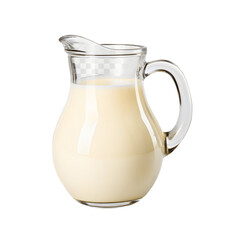 Glass pitcher of milk isolated on transparent background