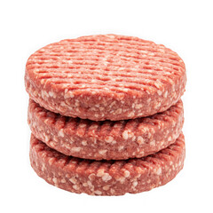 Stack of raw burger patties on transparent background