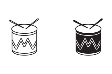 side view and top view drum icon set isolated on white background.outline silhouette drum icon vector illustration