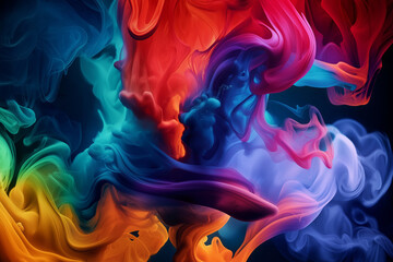 Rainbow smoke pattern swirls with dark background