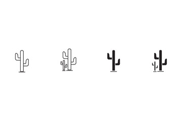 Cactus icon collection. Set of black cactus silhouette. Black silhouettes of different cactus icons