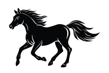 Running Horse Silhouette Vector Illustration for T Shirt Design and Craft Projects