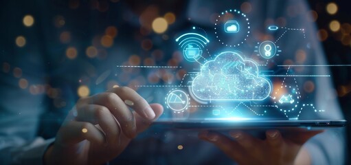 Businessman using mobile online banking and payments, digital marketing. Financial and banking networking. Customer network connection and online shopping icons cyber security, business technology