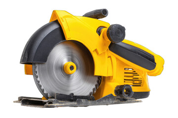 Fototapeta premium Yellow circular saw, isolated on black