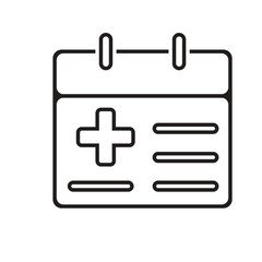 Obraz premium Medical icons. Medical Schedule. Calendar with medical cross symbol. Prevention, health, diagnosis. Outline design style