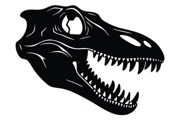 Naklejka premium Dinosaur Skull Silhouette Vector Illustration of Prehistoric Teeth and Head