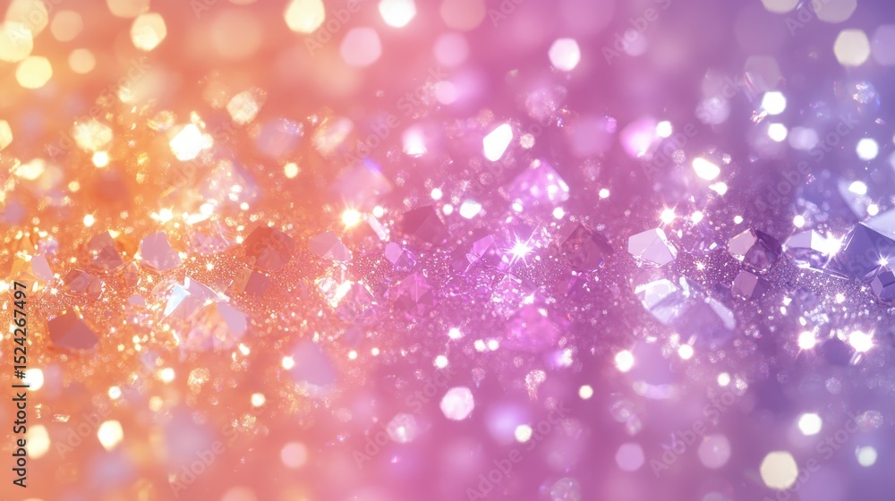 Poster sparkling pink and purple glitter background with shiny facets and light reflections creating a glam