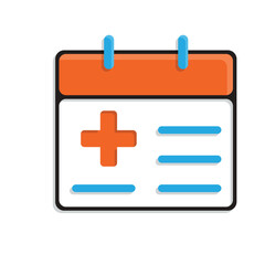 Obraz premium Medical icons. Medical Schedule. Calendar with medical cross symbol. Prevention, health, diagnosis. Mixed design style