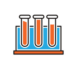 Medical icons. Laboratory. Three test tubes are in place. Prevention, health, diagnosis. Flat design style