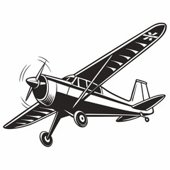 Vintage airplane design black and white illustration