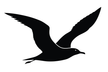 Fototapeta premium Seagull flying silhouette vector illustration for nature designs and bird art