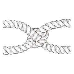 Hand-Drawn Illustration of a Rope Knot Nautical Design Element