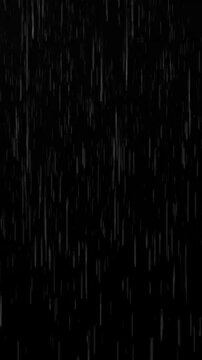 vertical video animated rain drops on black background, for editing video  screen 4k	