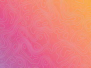 Abstract Topographic Gradient Pink, Orange, and Purple Contour Lines Background